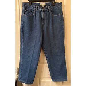 Vintage L.L. Bean Flannel Lined Comfort Waist Blue Denim Jeans Mens 36x29 34x25